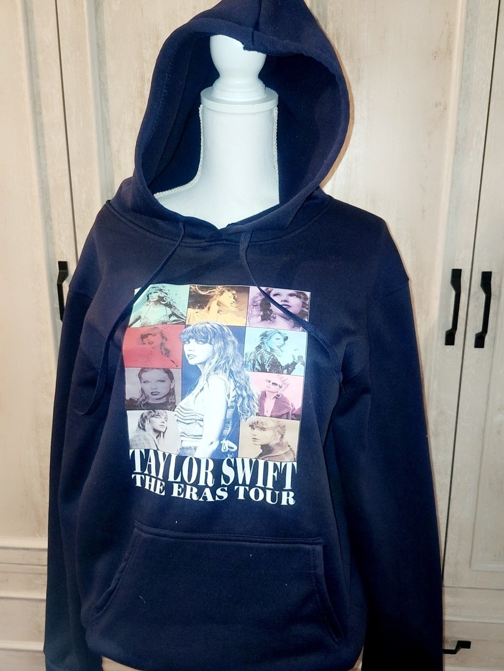 Taylor Swift Navy Kids Hooded Sweatshirt with Color Block Tour Collage